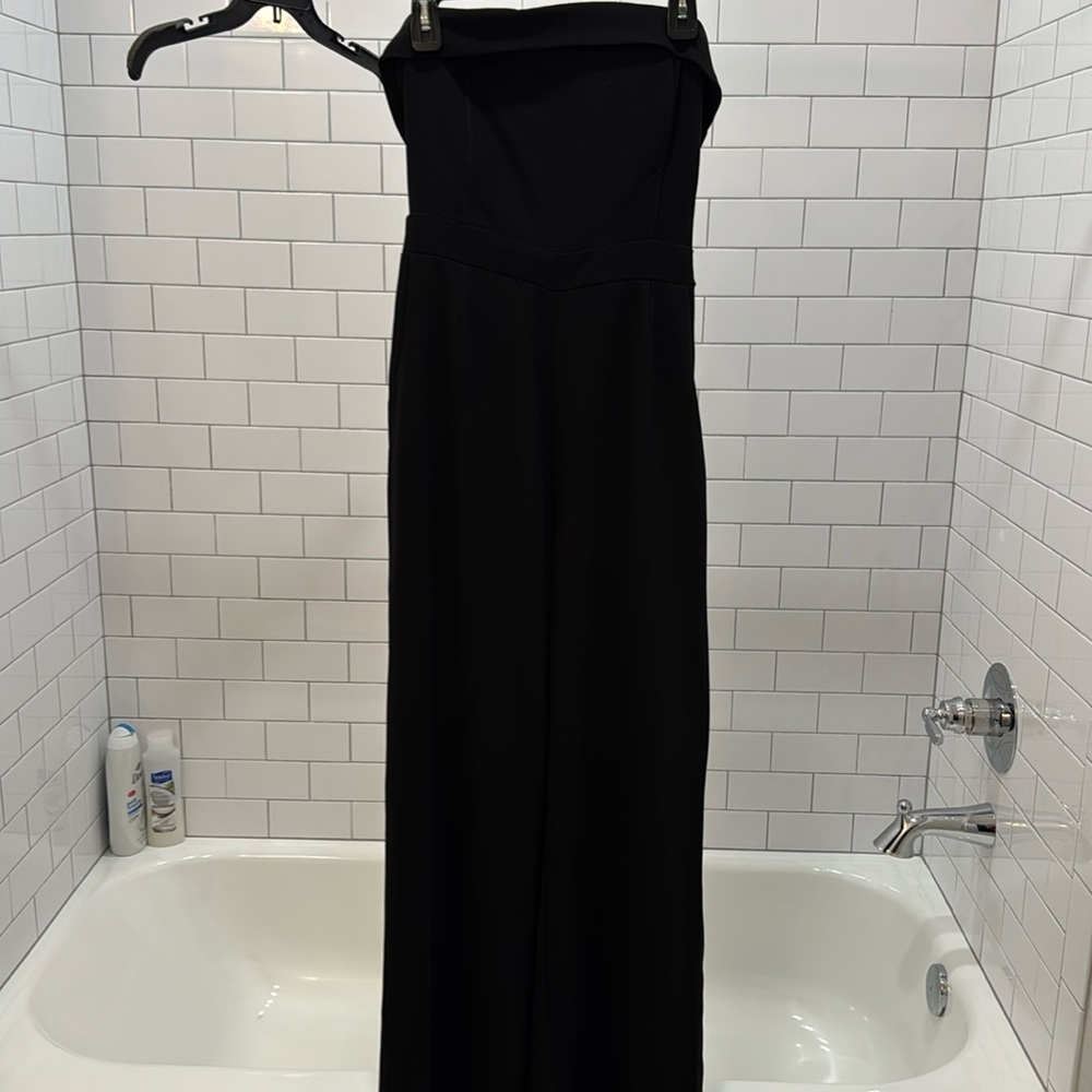 Basic black strapless romper